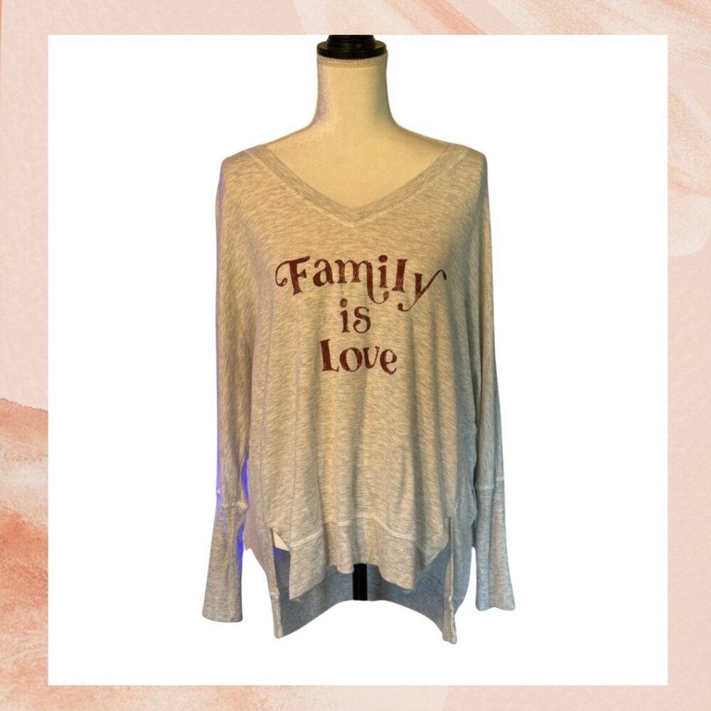 good hYOUman Soft Gray Family is Love Lightweight Sweatshirt